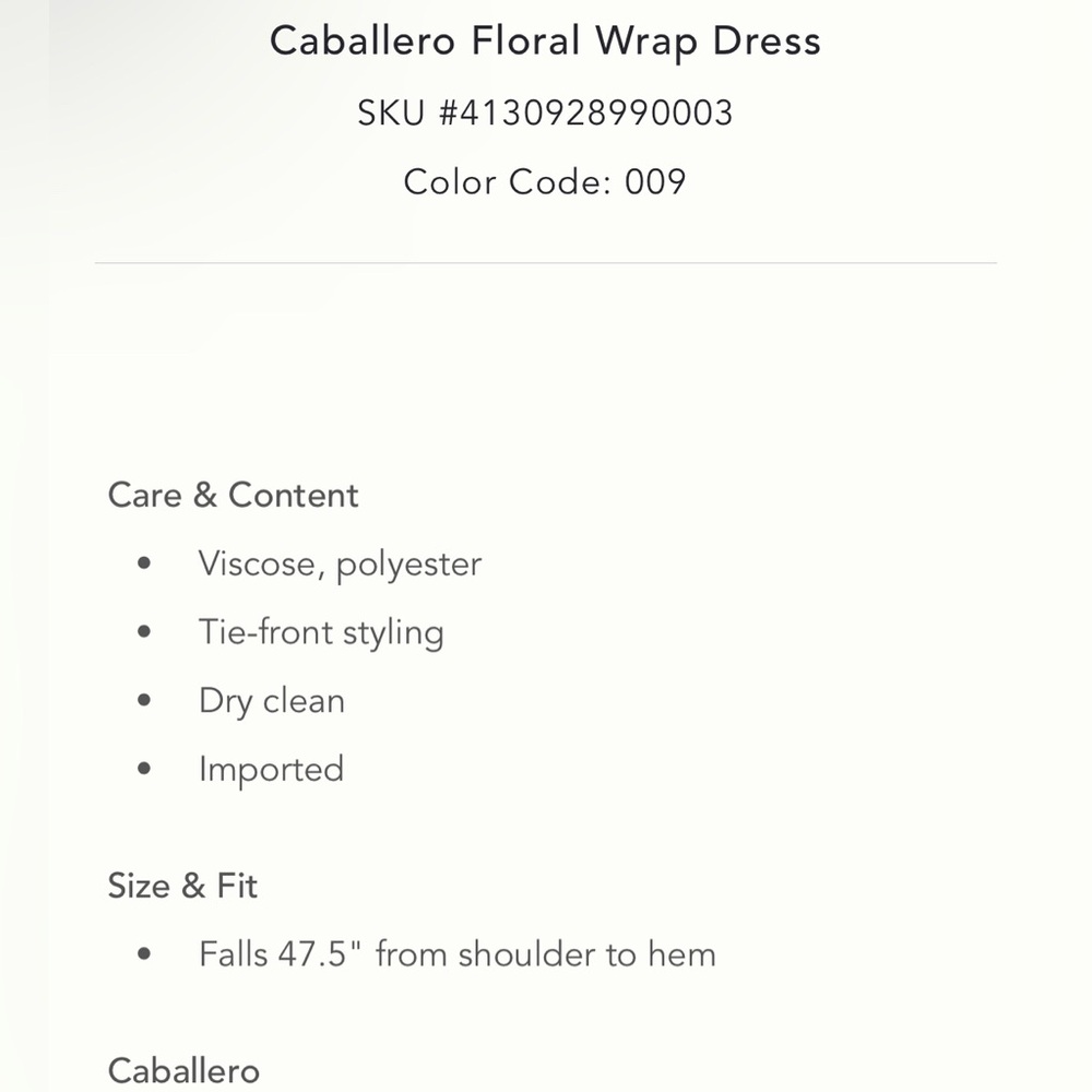 Anthropologie Caballero Floral Wrap Dress in Black Motif NEW - Picture 6 of 10